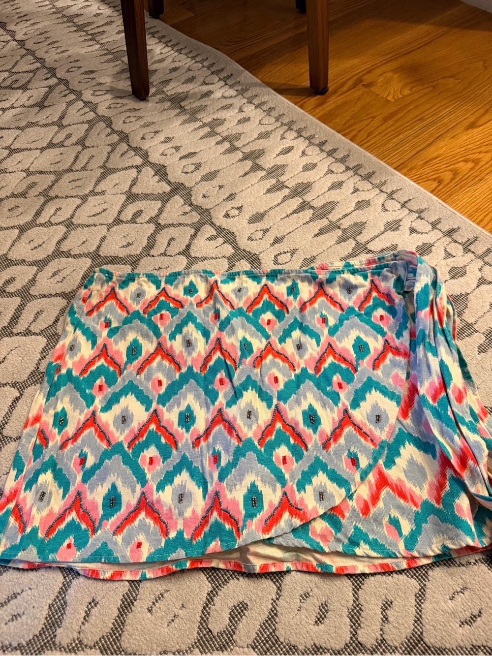 Zara Teal, Coral, Pink & White Floral Print Skirt